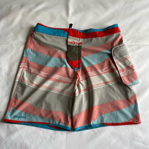 Patagonia Vibrant Red and Teal Board Shorts for Men - Picture 6 of 9